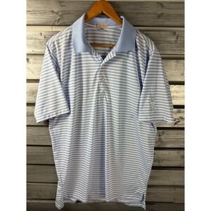Peter Millar Summer Comfort Shirt Mens XL Blue Striped Short Sleeve Polo